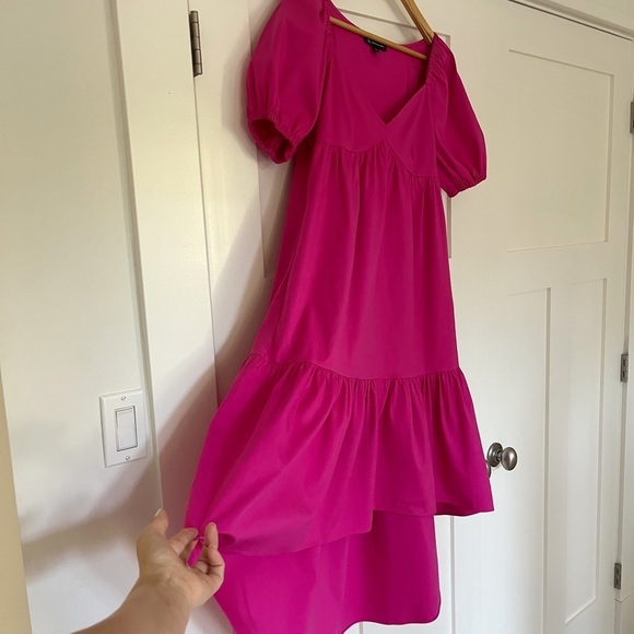 INC International Concepts Puff-Sleeved High Low Pink Dress - Picture 4 of 11